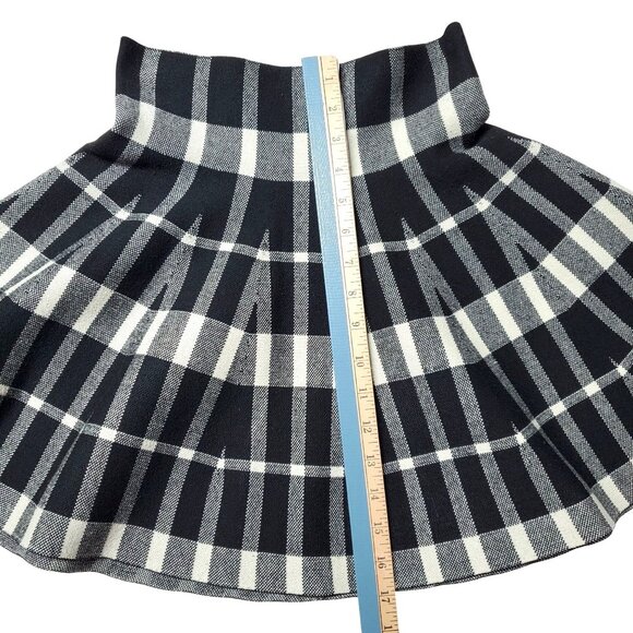Girls Black & White Plaid Circle Skirt By Mono B Size S/M - Picture 3 of 9